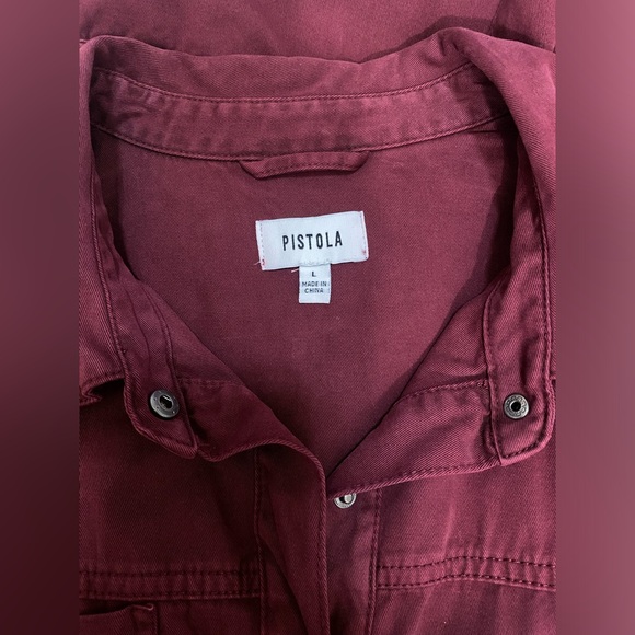 Anthropologie Pistola Rosie Button Front Jumpsuit Burgundy Size Large - Picture 9 of 13